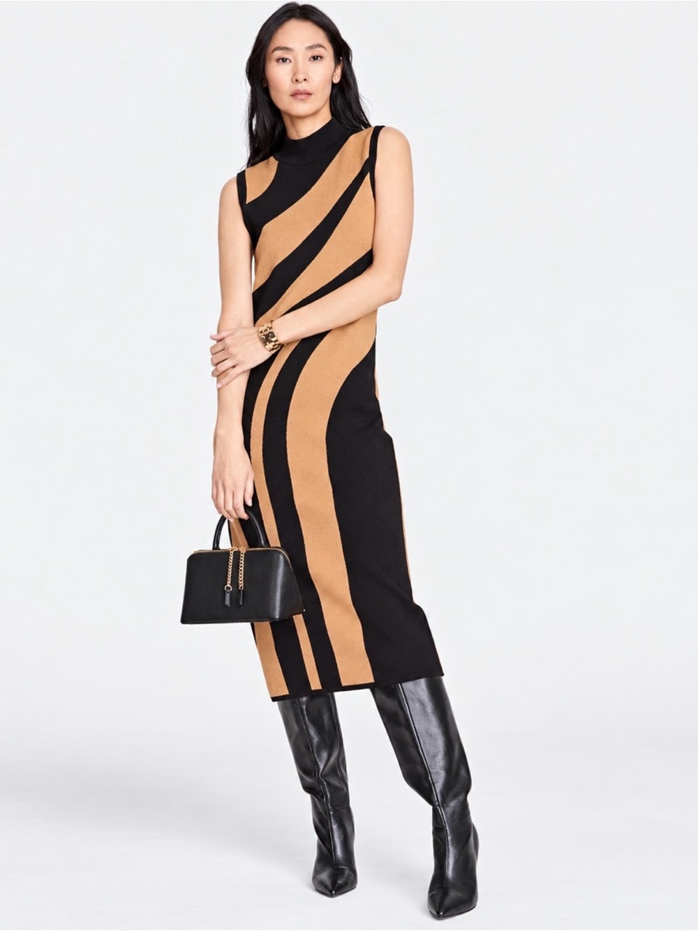 INC International Concepts Colorblock Knit Midi Dress XS NWT